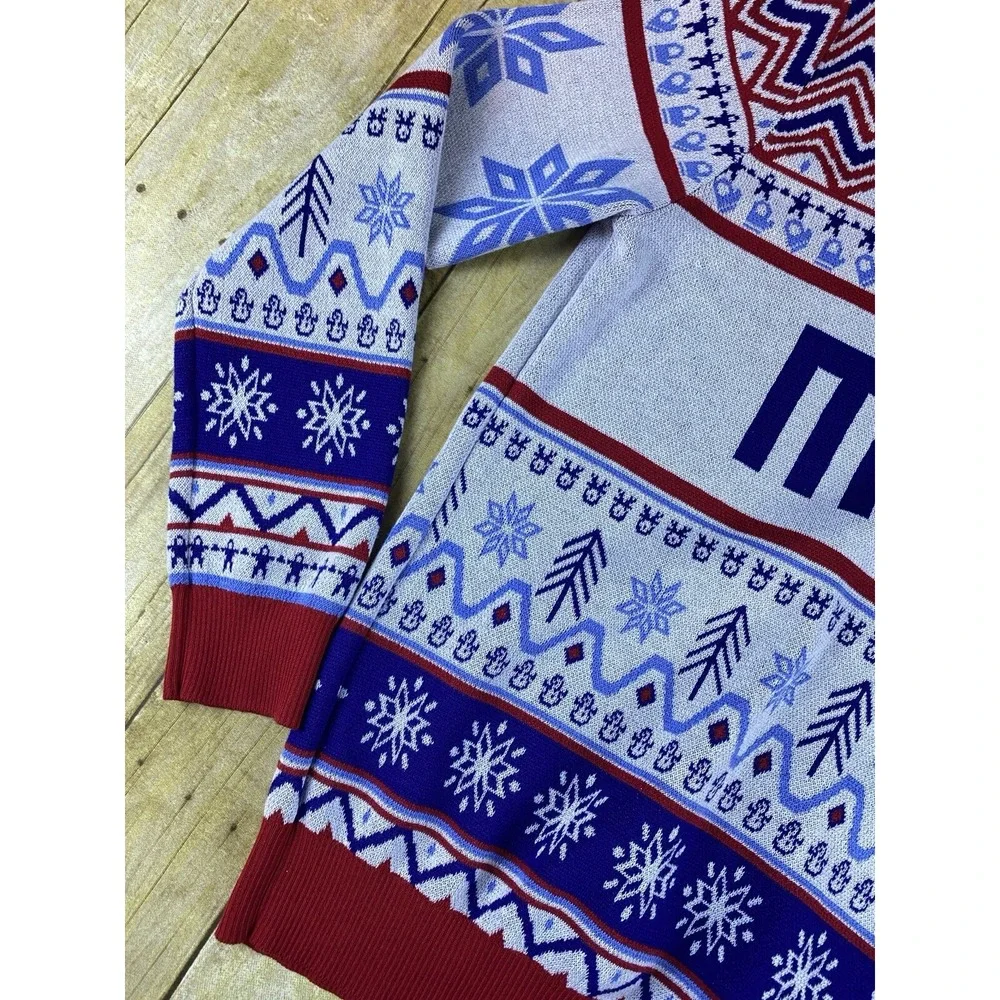 Magid Safety Ugly Christmas Sweater Unisex Size Large Holiday‎ Sweater Red Blue